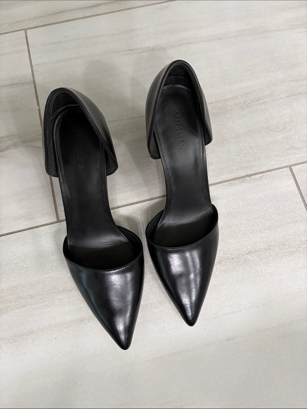 Vince Black Pointed-Toe D'Orsay Heels